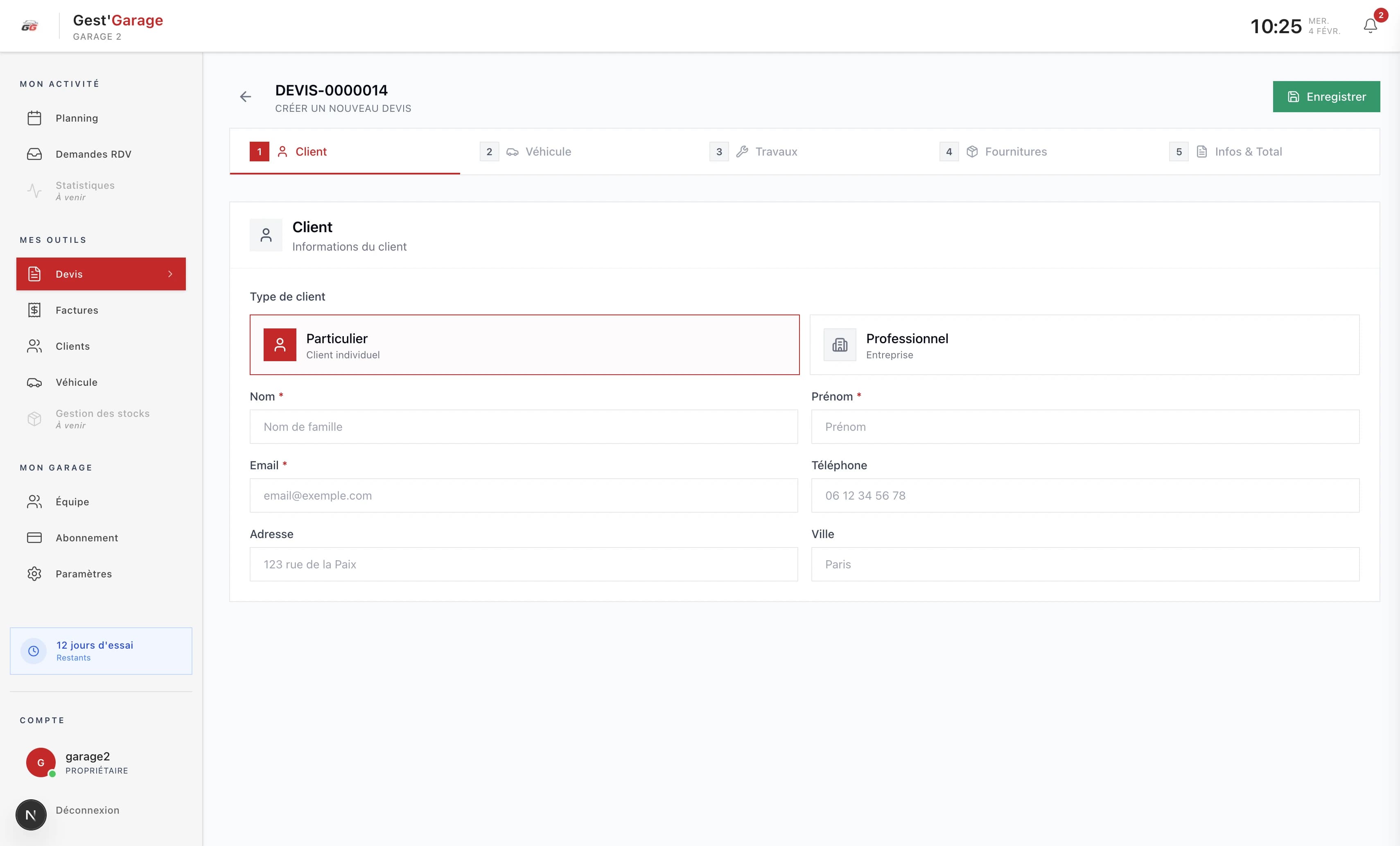 Devis en quelques clics